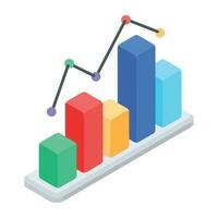 An isometric icon of bitcoin analytics vector