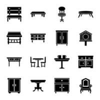 Wooden Furniture Flat Vector Icons