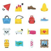 Flat Icons Set of Objects vector