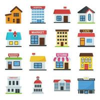 Buildings Flat Vector Icons