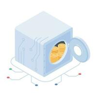 Premium isometric icon of bitcoin saving vector