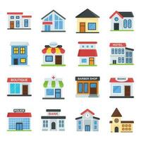 Building Flat Icons Set vector