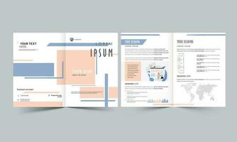 Front and Back View of Business Bi-Fold Brochure Template Design with Company Growth Presentation. vector