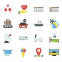 Travel and Places Flat Icons vector