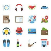 Travel and Places Flat Icons vector