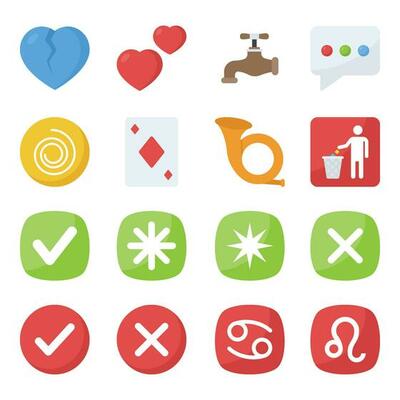 A Pack Of Symbols Flat Icons