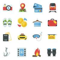 Flat icons Pack of Travel and Places vector