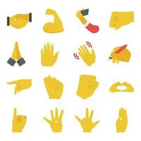 Hand Gesture Flat Icons vector