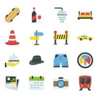 Flat Icons Set of Travel and Places vector