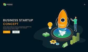 Landing Page or Hero Banner Design for Business Startup Concept. vector