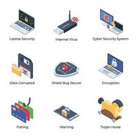 Set of Cybersecurity Isometric Icons vector