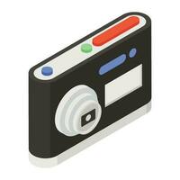 Camera, photographic equipment icon in isometric style vector