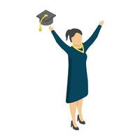 Flat icon design of degree holder, graduate student vector