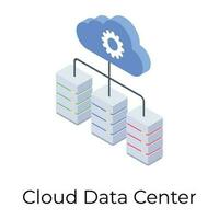 Isometric vector design, cloud data center icon.