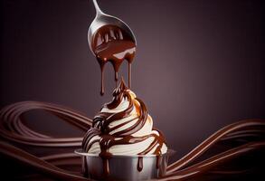 Homemade chocolate cream with whisk. World Chocolate Day concept . . photo