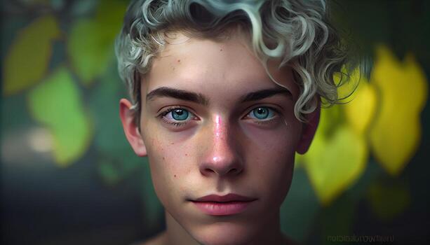 Binary person, fluid gender awareness, young man portrait looking at camera. photo