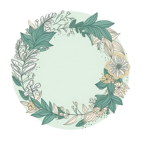 circulaire Cadre fabriqué de floral avec copie espace sur bleu et png Contexte.