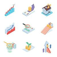 Bundle of Investment Growth Isometric Icons vector