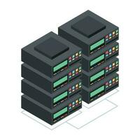 Modern of Server Racks Isometric Icon vector