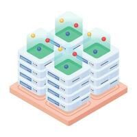 Modern of Server Racks Isometric Icon vector