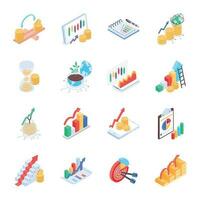 Set of Financial Infographics Isometric Icons vector