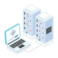 Modern of Server Racks Isometric Icon vector