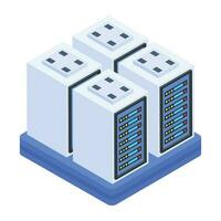 Pack of Data Servers Isometric Icons vector