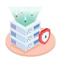 Modern of Server Racks Isometric Icon vector