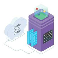 Modern of Server Racks Isometric Icon vector