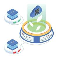 Modern of Server Racks Isometric Icon vector