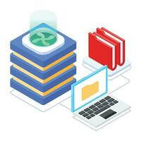 Pack of Data Servers Isometric Icons vector