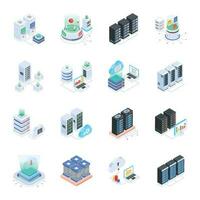 Set of Database Management Isometric Icons vector