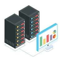 Modern of Server Racks Isometric Icon vector