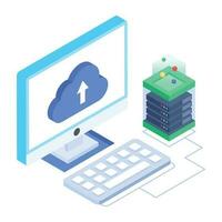 Modern of Server Racks Isometric Icon vector