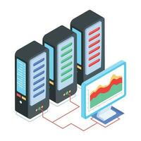 Pack of Data Servers Isometric Icons vector