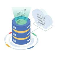 paquete de datos servidores isométrica íconos vector