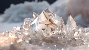 crystal crystal with ice cubes and crystal background , photo