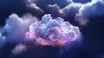 3 d rendering abstract fractal light clouds, colorful background , photo