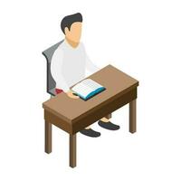 Flat icon design of learning student vector