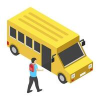 colegio autobús plano icono diseño vector