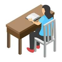 Flat icon design of learning student vector