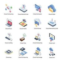 Cloud Technology Isometric Icons Pack vector