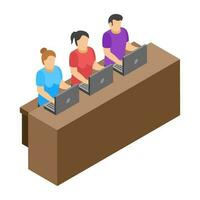 Flat icon design of learning student vector