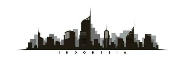 Jakarta skyline and landmarks silhouette vector