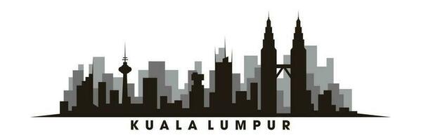 Kuala Lumpur and landmarks silhouette vector