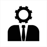 user icon vector. illustration of gear head man silhouette. employed sign. isolated on white background. vector