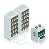 Modern of Server Racks Isometric Icon vector