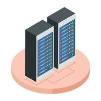 Modern of Server Racks Isometric Icon vector