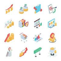 Pack of Business and Finance Isometric Icons vector