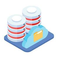 Modern of Server Racks Isometric Icon vector